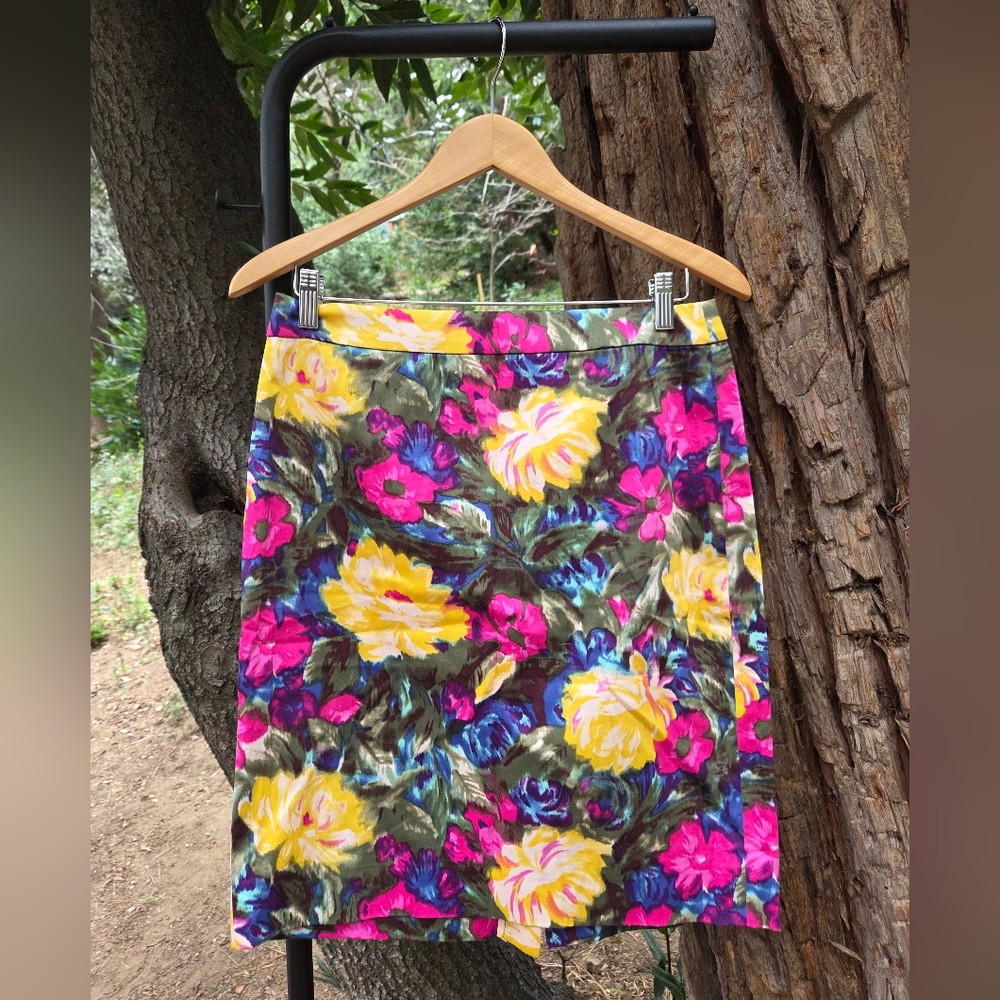 J Crew Size 6 Floral Cotton Blend Pencil Skirt